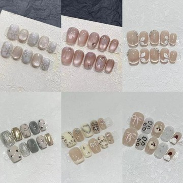 冰透貓眼漫野蝴蝶彩色小雪花堆鑽手工穿戴甲美甲貼片可拆卸
