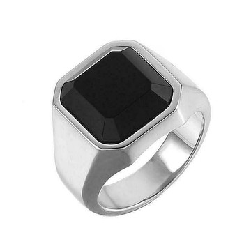 【卓越優選館】18K鍍金黑寶石男士商務戒指 不銹鋼騎行戒 時尚氣質男戒 耐磨防刮高端飾品