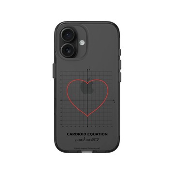 iPhone 16 Clear (相機按鈕) 酷墨灰 - Valentine's Day Collection - 愛的方程式：心形（紅）