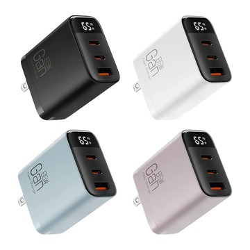 氮化鎵GaN快充器 IS-K39 65W三孔氮化鎵充電器 1USB+2Type-C QC/PD快充 多種安全防護 三口快充 三合一充電器