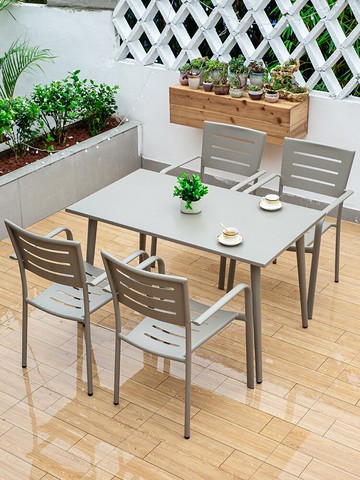 戶外桌椅別墅露臺庭院套件室內外鐵藝鋁合金防水耐曬休閑桌椅組合