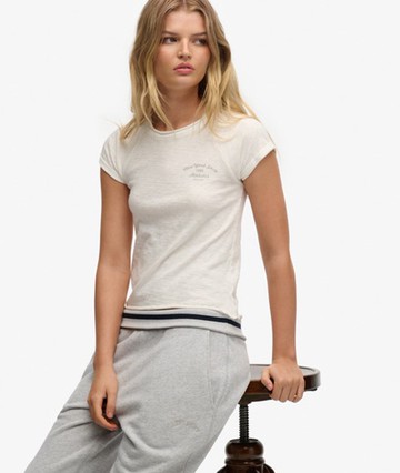 Superdry Women's Athletic Essentials Slub Graphic T-shirt White Size: 2