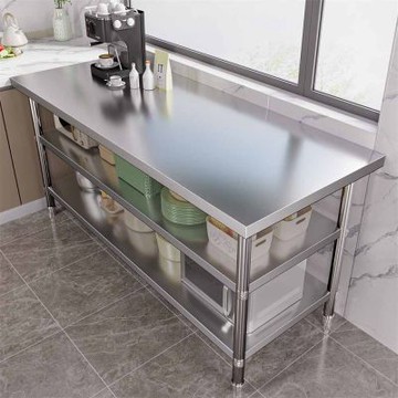 不鏽鋼三層置物臺 加固承重 家用廚房操作臺 多層置物架