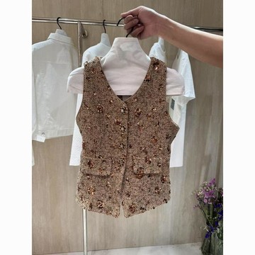 【套裝】 套裝 女裝套裝 夏季套裝 馬夾套裝 紗裙套裝 無袖馬夾 高腰紗裙 韓系套裝 千金風套裝 小香風套裝 亮片套裝