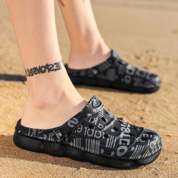 拖鞋男款夏季外穿包頭厚底踩屎感洞洞鞋男士防滑防水兩用沙灘涼鞋