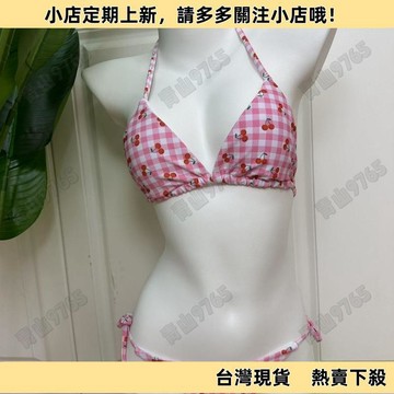 【限時特賣】新款比基尼泳裝泳衣櫻桃小胸度假海邊沙灘聚攏分體溫泉GY1Z