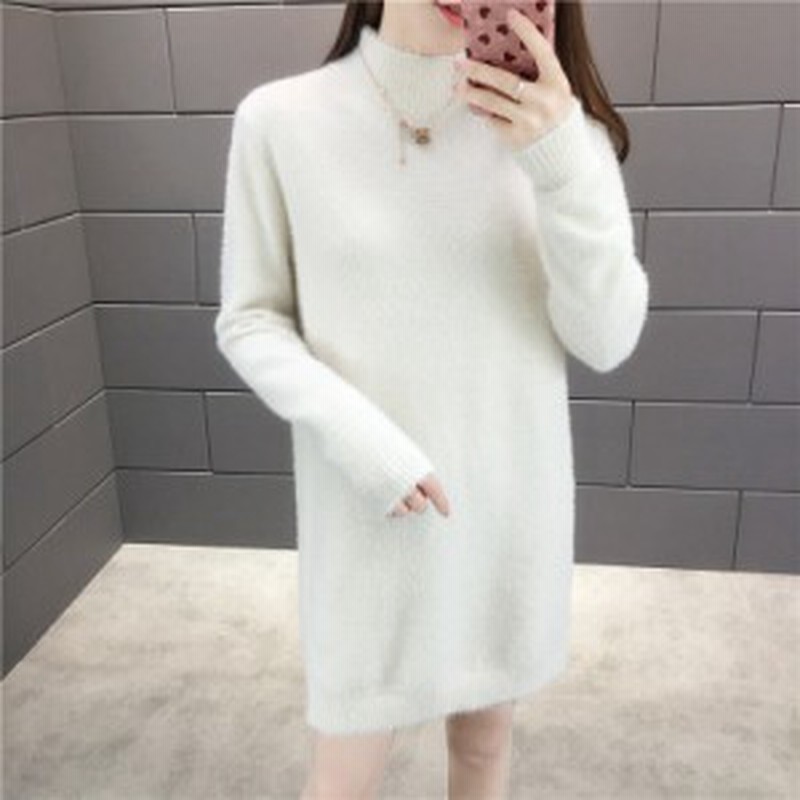 ワンピース レディース 春 冬 ニットワンピース ニット ミニワンピース ミニ丈 ハイネック 長袖 フェイクファー モヘア風 ホワイト 白 ブ 通販 Lineポイント最大get Lineショッピング