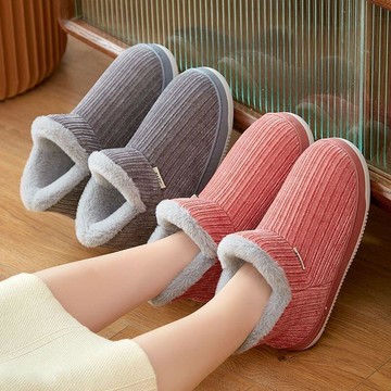 高筒棉拖鞋女冬季包跟加絨加厚中老年保暖鞋厚底室內外居家棉鞋男