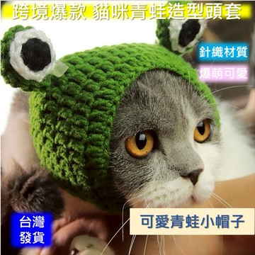 (跨境爆款)貓咪青蛙造型頭套 寵物造型頭套 寵物帽子 貓咪帽子 狗狗頭套 狗狗帽子 中小型犬貓適用