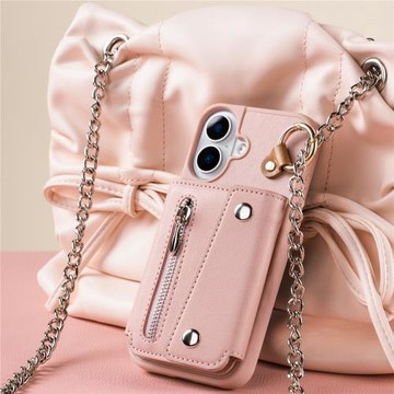 適用iPhone17蘋果17pro荔枝紋素皮手機殼 15錢包式大收納卡包14殼