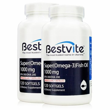 Bestvite 超級OMEGA-3魚油膠囊2瓶組(120顆/瓶)