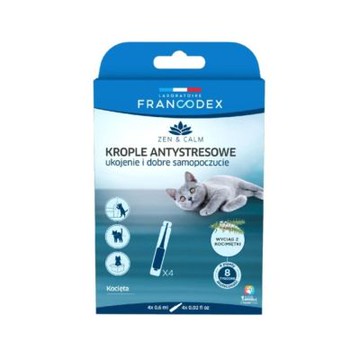 【FRANCODEX法國法典】禪靜抗焦慮滴劑-4管x0.6ml/盒(貓小於兩公斤)(FC-175322)(買二件贈送寵喵樂-貓草玩具*1包)