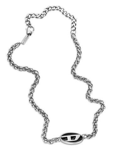 Diesel - logo-pendant chain necklace - unisex - stainless steel/Steel - One Size - Silver