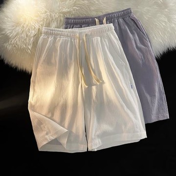 透氣亞麻短褲男夏薄款冰絲棉麻白色居家睡褲外穿大褲衩四五分褲子