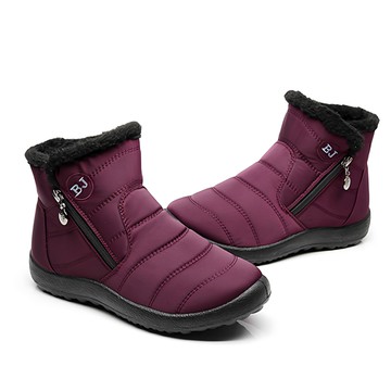 BJ 半筒雪靴  防水保暖短靴  36  紅色