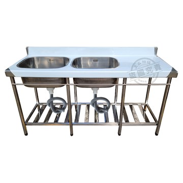 【Abis】加牆款304不鏽鋼雙洗平台加深洗衣槽(180公分/6尺)左中槽