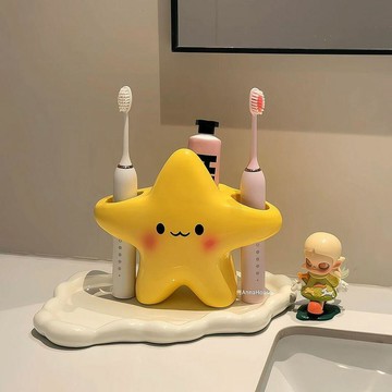 ⚡臺灣出貨⚡星星牙刷架家用浴室洗手檯置物架創意情侶牙刷牙膏收納架擺件