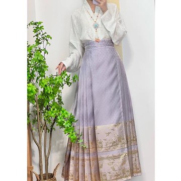 醉雨朵原創【云鶴】明制織金紗馬面裙日常可穿套裝漢服女春夏款