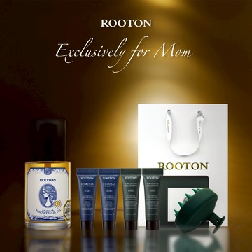 快速出貨【ROOTON】感謝媽媽🌷喚活極萃雙效修護髮油100ml+海藻洗髮精10ml x2+護髮素10ml x2+頭皮按摩梳+燙金禮袋(母親節禮物)