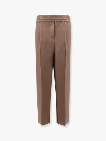 Viscose and linen trousers with ton-sur-ton lateral band - BRUNELLO CUCINELLI - gender_Woman