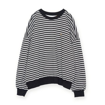 5th STREET｜山形｜女裝｜寬版條紋長袖T恤｜黑色