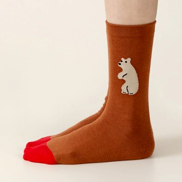 韓國 WARMGREY TAIL 聯名中長襪 焦糖熊
