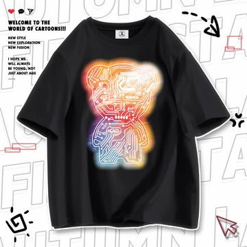 S~XL 電子熊 純棉 短T 情侶T【Y1378】台灣製造 情侶裝 短袖T恤 男女可穿 快速出貨不用等