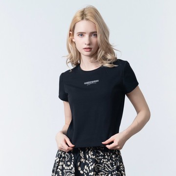 【MEDUSA】極簡素黑收腰字母T恤(M-XL) | 收腰顯瘦 女休閒上衣