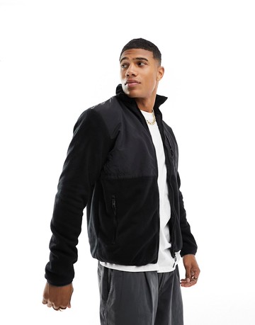 Jack & Jones Essentials zip fleece in black