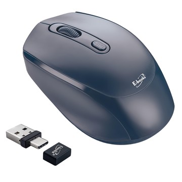E-books M74 四鍵式 Type C + USB 雙介面靜音無線滑鼠  2.4GHz無線技術  800/1200/1600 DPI三段切換  E-PCG253