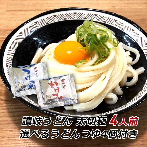 ‎亀城庵 ツルっと亀-る 讃岐うどん 太切麺 つゆ付セット (120g x 4食)