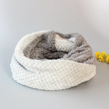 秋冬季時尚圍脖女雙層毛絨加厚保暖脖套女逛街百搭圍巾冬1入