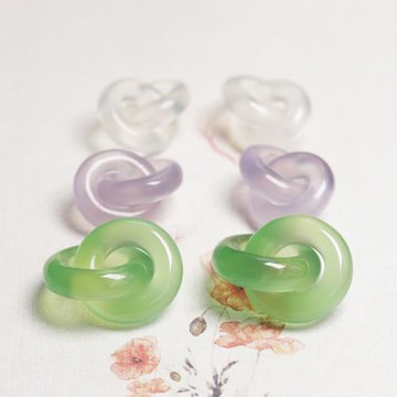 天然綠玉髓環環相扣鎖骨項鏈diy同心環耳墜輕奢瑪瑙雙圓環圈飾品