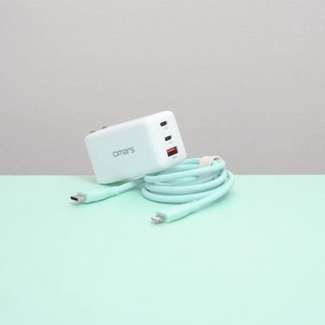 炫彩快充組合｜GaN 67W快速充電器 + Lightning炫彩快速傳輸充電線 艷陽黃組