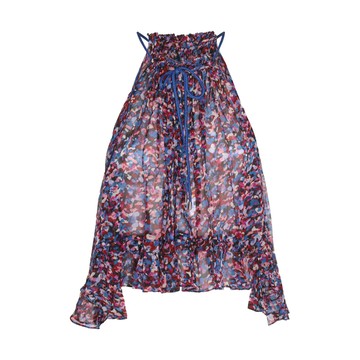 Marant Etoile - Pink And Blue Viscose Print Top