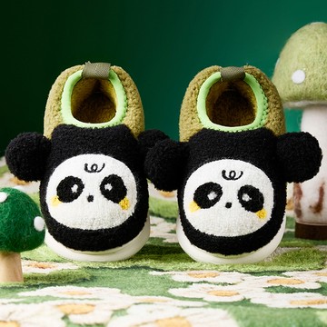 Cheerful Mario幸福瑪麗 可愛熊貓寶寶包跟棉拖鞋 冬季男童女童室内居家保暖毛絨拖鞋