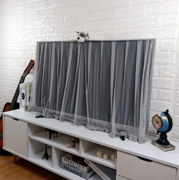 防塵罩 電視機防塵布蓋紗 時尚開機不取蕾絲花邊新款可愛透紗機罩 防塵罩