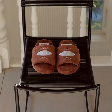 韓國 nomia 刺繡雲朵室內拖鞋 可可棕 - M