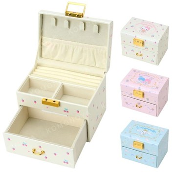 小禮堂 Sanrio 三麗鷗 方形雙層飾品盒 (滿版款) Kitty 雙子星 大耳狗