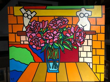 牡丹、靜物、普普藝術與現代主義、布面油畫、牆面藝術、家居裝飾