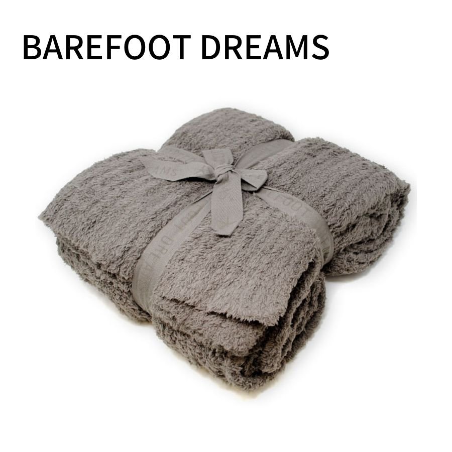 BAREFOOT DREAMS 新品大判ブランケット ウォームグレー&カーボン 