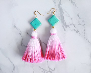 粉色 Ombre 流蘇流蘇耳墜，女性女朋友的珠寶禮物