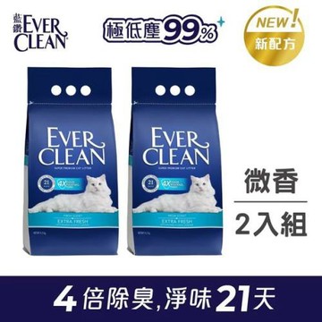 【EVER CLEAN 藍鑽貓砂】4倍淨味貓砂(微香) 4.2kg ×2入組