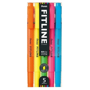 Pentel 飛龍 1.0~3.5mm FITLINE 雙頭螢光筆 五色套裝 /組〖SLW11-5〗
