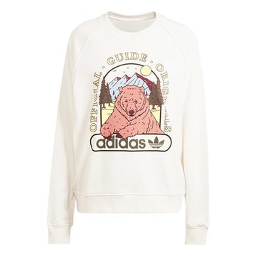 【下殺】Adidas 長袖上衣 女裝 棕熊 純棉 白【運動世界】IL2426