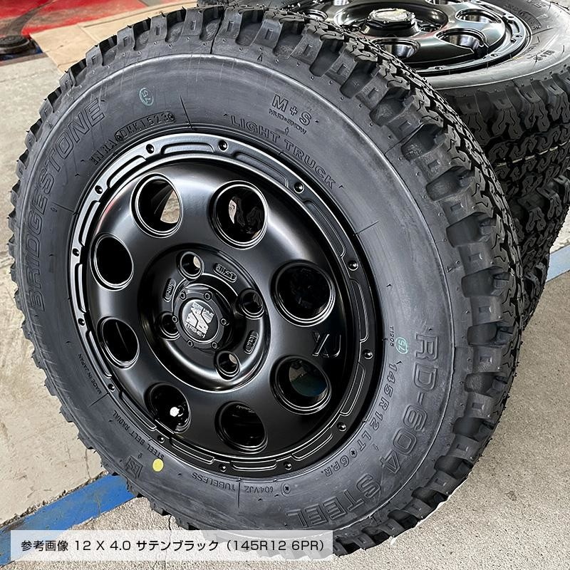 604V 145/80R12 80/78N エクストリームJ KK03 12×4.0 サテンブラック 4