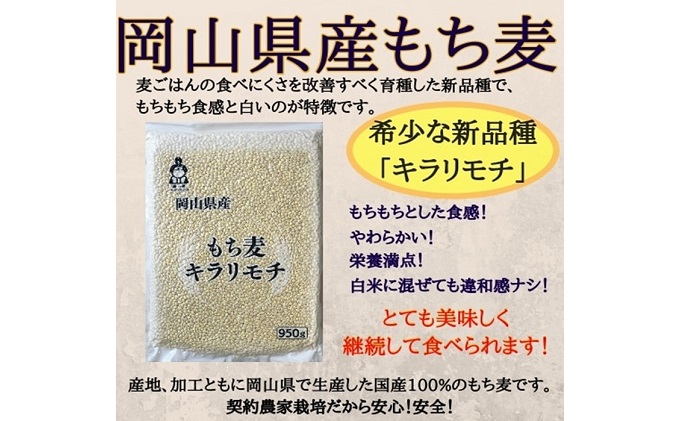  岡山県玉野市産 もち麦 キラリモチ 950g×5袋