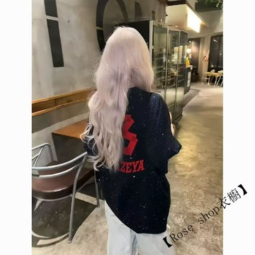【臺灣出貨】🍉滿天星T恤女男美式字母潮酷短袖夏季韓版寬鬆設計感純棉半袖上衣 t恤女 正韓T恤 女生上衣 休閒上衣