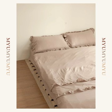 隔日到貨｜親膚床包四件套 裙邊床包組 寢具組合 含被套枕套 雙人加大床包套裝｜MYUMYU 沐慕家居 台灣