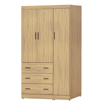 文創集 蘇維埃4尺三門三抽衣櫃組合(三色可選)-120x58x198cm免組